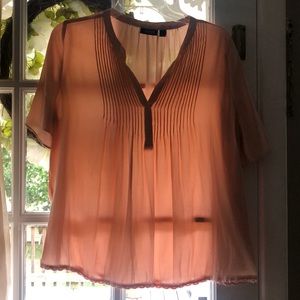 a.n.a Light dressy flowy top with pleats.  Light Peach color. Gently worn
